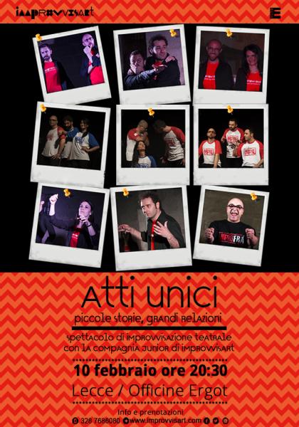 "Atti Unici", spettacolo di Improvvisazione Teatrale con la Compagnia Junior di Improvvisart a Lecce