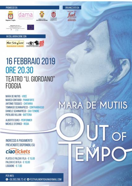 Anteprima del Festival dei Monti Dauni 2019 al Giordano, con “Out of Tempo” di Mara de Mutiis