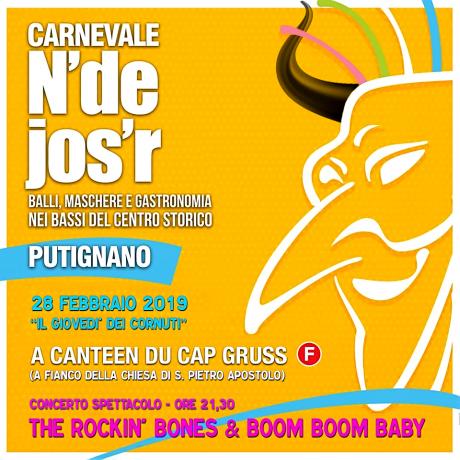 "Il giovedì dei Cornuti" al Carnevale di Putignano con la band dei ROCKIN' BONES & BOOM BOOM BABY