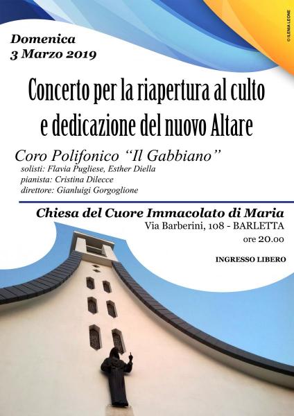 Concerto per la riapertura al Culto della Chiesa Cuore Immacolato di Maria in Barletta