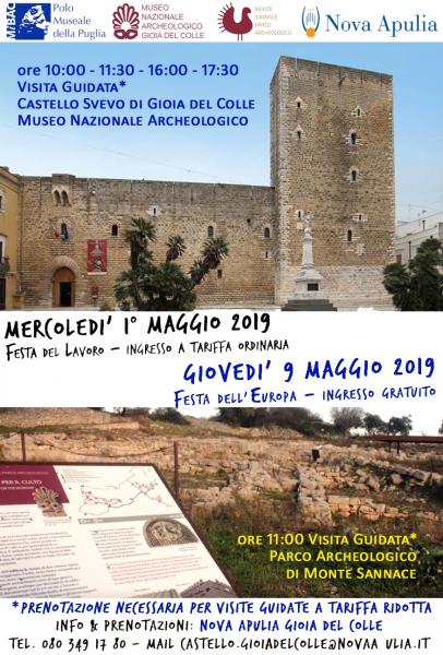 1° maggio e 9 maggio a Gioia del Colle Castello Svevo e Museo Nazionale Archeologico