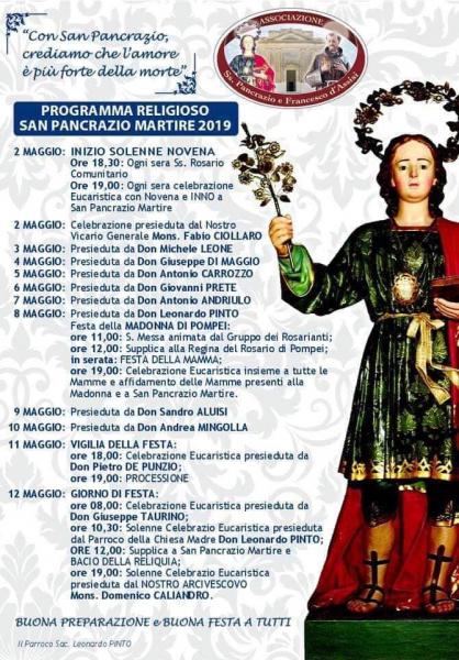 Festa patronale di San Pancrazio martire (programma religioso)