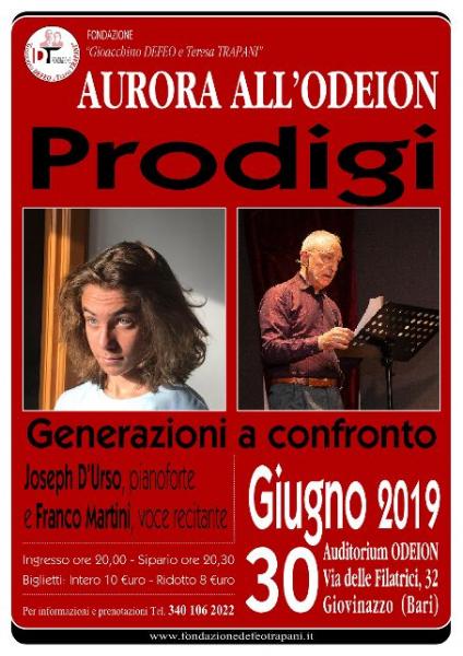 Domenica al Teatro Odeion "Prodigi, generazioni a confronto": un recital con il talentuoso pianista made in Puglia Joseph D'Urso