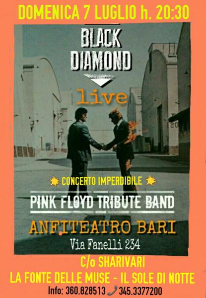 Concerto dedicato ai PINK FLOYD della trubute band "BLACK DIAMON" Domenica 7 Luglio all'ANFITEATRO Sharivari.