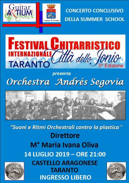 FESTIVAL CHITARRISTICO INTERNAZIONALE "CITTA' DELLO JONIO" Concerto "Orchestra "Andrés Segovia" “Suoni e Ritmi Orchestrali per un mondo senza plastica”