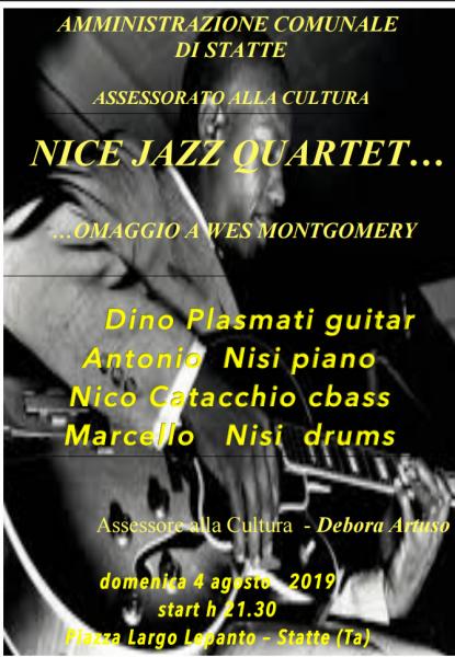 Il tributo a Wes Montgomery dei Nice Quartet, domenica 4 agosto a Statte