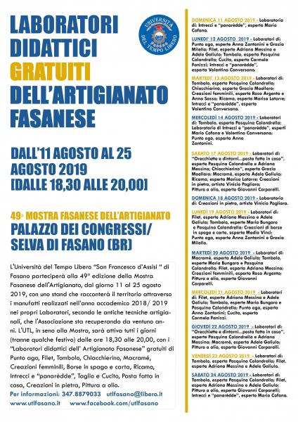Laboratori gratuiti di: Tombolo e di  Filet.