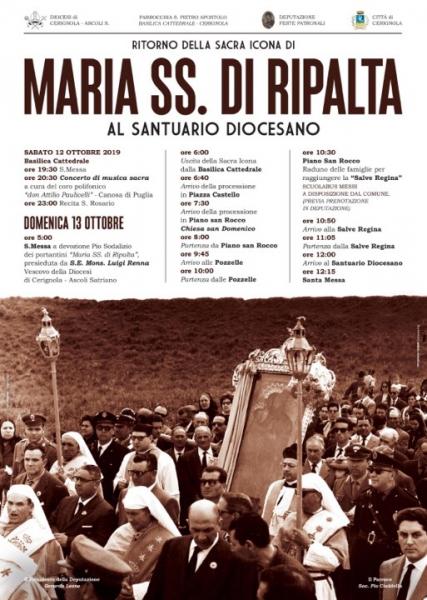 Ritorno della Sacra Icona di Maria SS. della Ripalta al Santuario Diocesano