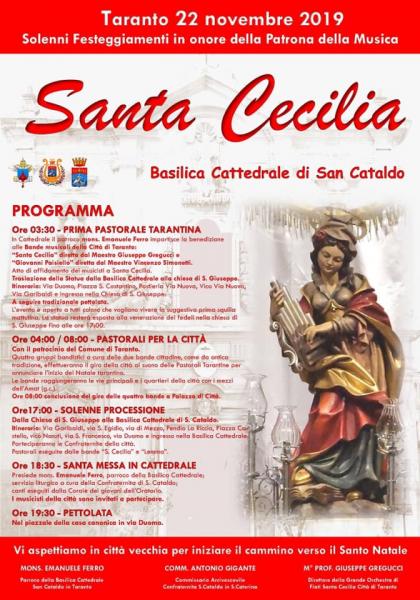 Programma completo della festa di Santa Cecilia a Taranto