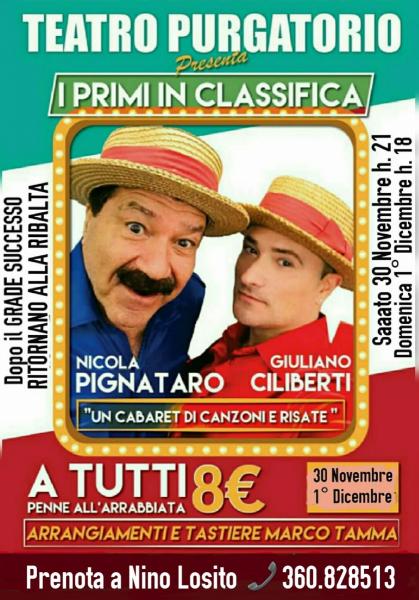 Nino Losito ripropone lo spettacolo comico musicale con Nicola Pignataro e Giuliano Ciliberti.    Sabao 30 Novembre Domenica 1° Dicembre  al TEATRO PURGATORIO