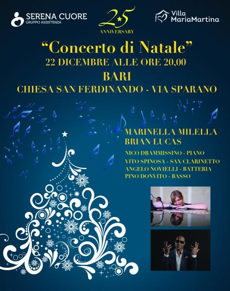 Il Concerto di Natale del GRUPPO SERENA ONLUS con Marinella Milella e Brian Lucas