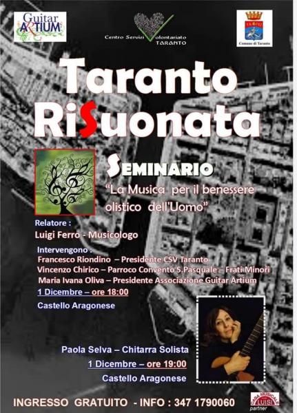 Taranto RiSUONATA Seminario del musicologo LUIGI FERRO  e Concerto per chitarra di PAOLA SELVA