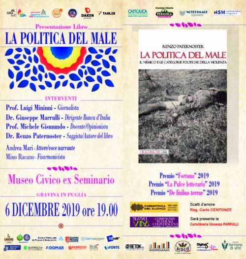 Presentazione libro "La politica del male" (Tralerighe, Lucca 2019) e incontro con l'autore