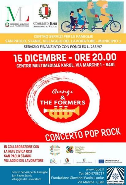 “Giangi & The Formers”: concerto pop-rock al San Paolo