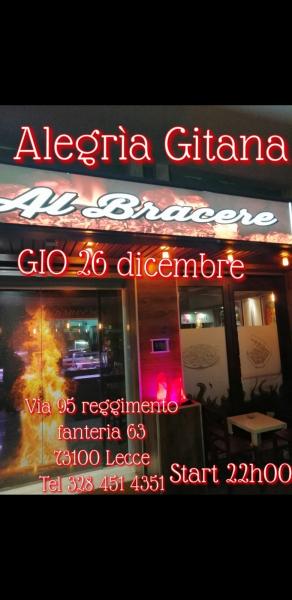 La festa degli Alegria Gitana, tra musica gipsy e rumba catalana, mercoledì 26 dicembre "Al Bracere" di Lecce
