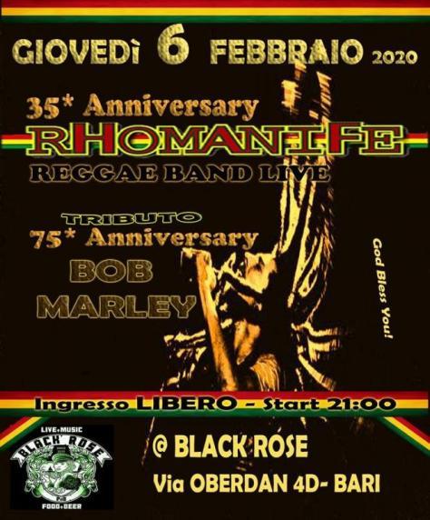 RHOMANIFE live band 35° anniversario tributo a Bob Marley