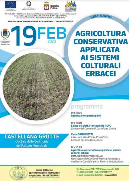 Seminario “Agricoltura conservativa applicata ai sistemi colturali erbacei"