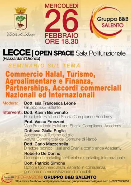 Commercio Halal, turismo, agroalimentare e finanza, il seminario a Lecce