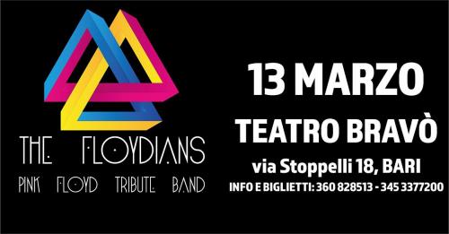 EVENTO STRORDINARIO per per la Rassegna Musicale "COVER DI STELLE" al TEATRO BRAVO' con la tribute  band dei PINK FLOYD "THE FLOYDIANS" Venerdì 13 Marzo 2020  h. 20:30