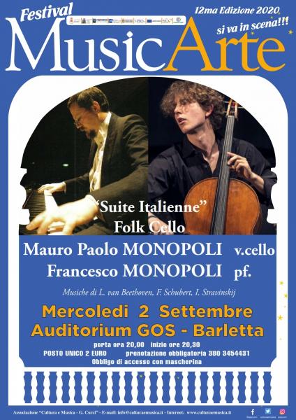 Il Duo Mauro Paolo Monopoli Francesco Monopoli  per la Rassegna MusicArte  Nuovo appuntamento il 2 settembre   presso il Laboratorio Urbano GOS  a cura dell’Associazione Cultura e Musica “G. Curci”