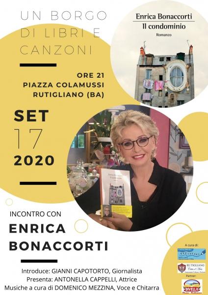 Incontro con ENRICA BONACCORTI, presentazione del libro "Il condominio" e Domenico Mezzina canta Modugno
