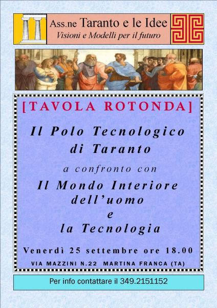 Il Polo Tecnologico di Taranto a confronto con  Il Mondo Interiore e la Tecnologia