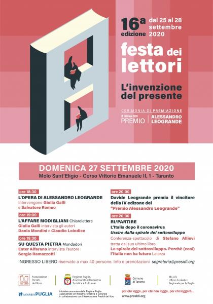 XVI edizione Festa dei Lettori. A Taranto i Presìdi del libro premiano il vincitore del “Premio Alessandro Leogrande” 2020