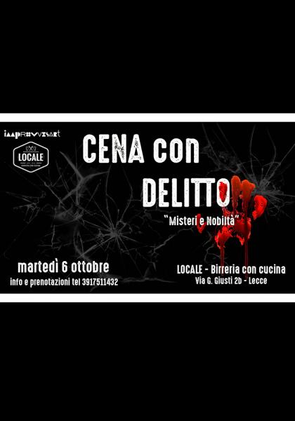 Cena con Delitto "Misteri e Nobiltà" il 6 ottobre a Lecce