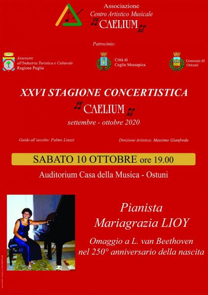 XXVI Stagione Concertistica Caelium - Concerto della pianista Mariagrazia Lioy