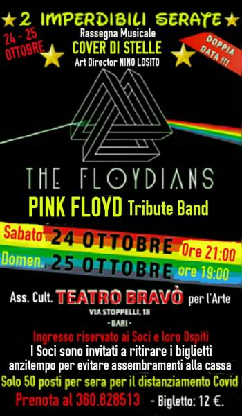 2 imperdibili serate per la Rassegna muicale invernale: COVER DI STELLE Sabato 24 ottobre h. 21 e Domenica 25 h. 19 con "THE FLOYDIANS tribute band dei PINK FLOYD ala Teatro BRAVO'