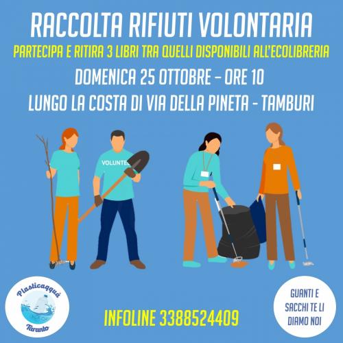 Raccolta Rifiuti Volontaria sulla costa di via della Pineta su mar Piccolo