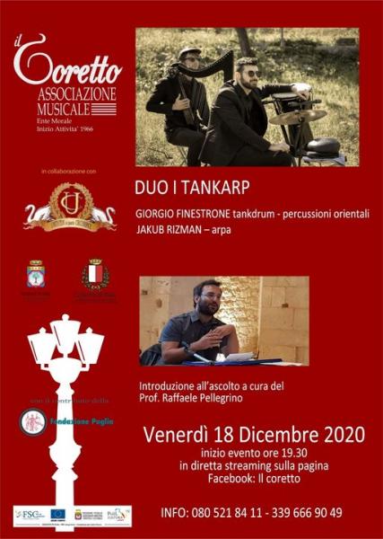 Evento diretta streaming  DUO  I TANKARP  "Percussioni/Arpa"