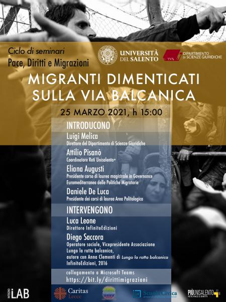Seminario online “Migranti dimenticati sulla via balcanica”