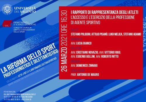 Seminario online “La riforma dello sport dilettantistico e professionistico”