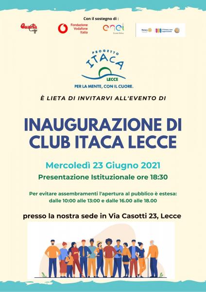 Presentazione di Club Itaca Lecce,  programma per l’autonomia socio- lavorativa di persone con disagio psichico