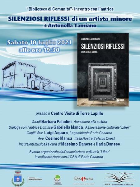 La scrittrice Antonella Tamiano presenta il romanzo "Silenziosi riflessi di un artista minore" a Torre Lapillo