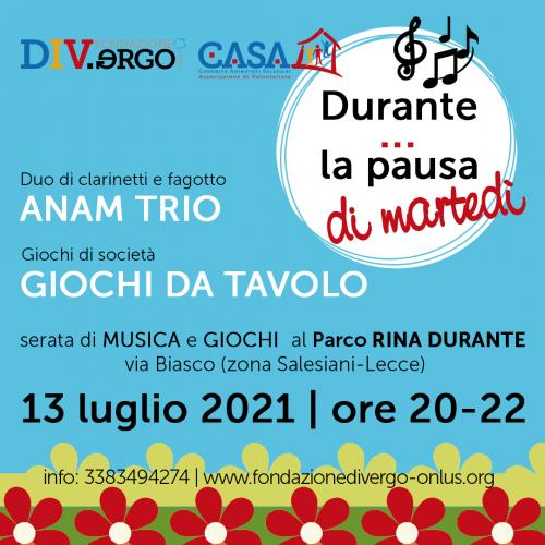 Parco Durante: serata di giochi e musica