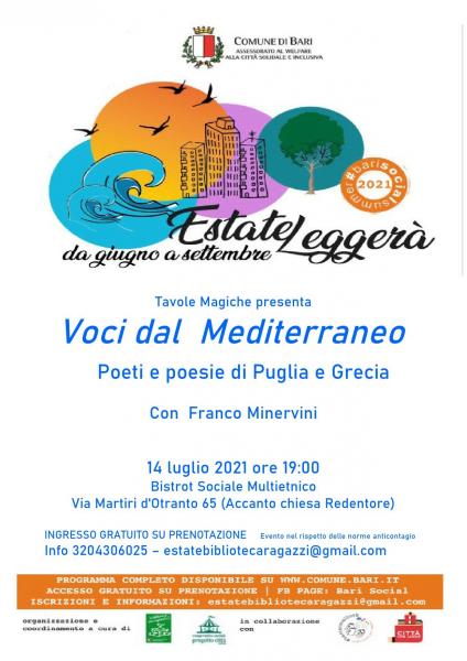 Recital Voci dal Mediterraneo: poeti di Puglia e Grecia
