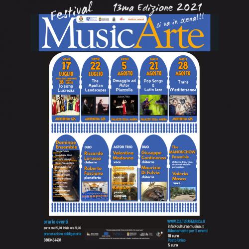 MUSICARTE  "Si va in Scena!!!!!" AL VIA LA TREDICESIMA  EDIZIONE DELLA RASSEGNA MUSICARTE a cura dell'Associazione Cultura e Musica "G. Curci"  5 Eventi Musicali che si svolgeranno preso l’Auditorium GOS e Palazzo della Marra