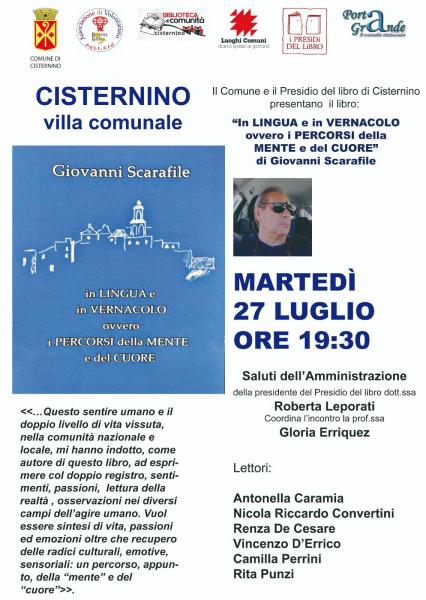 Presentazione libro ''In lingua e in vernacolo, ovvero i percorsi della mente e del cuore'' di Giovanni Scarafile