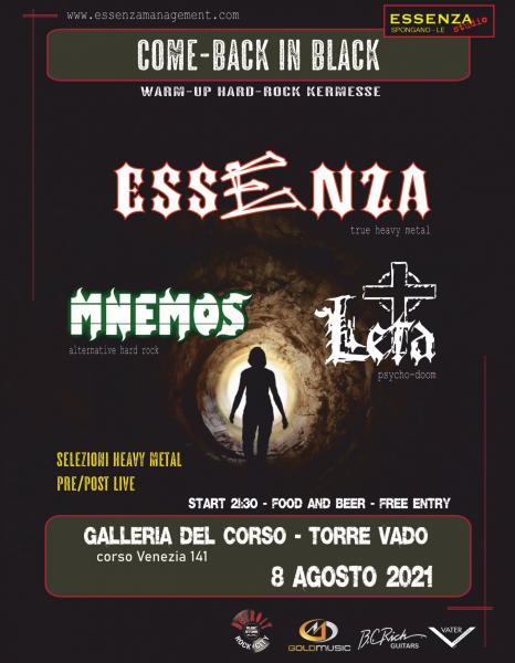 COME-BACK IN BLACK: Essenza - Leta - Mnemos LIVE