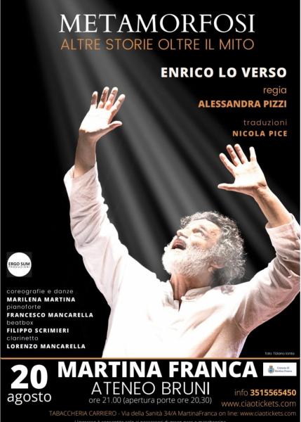 “METAMORFOSI. Altre storie oltre il mito”  con ENRICO LO VERSO