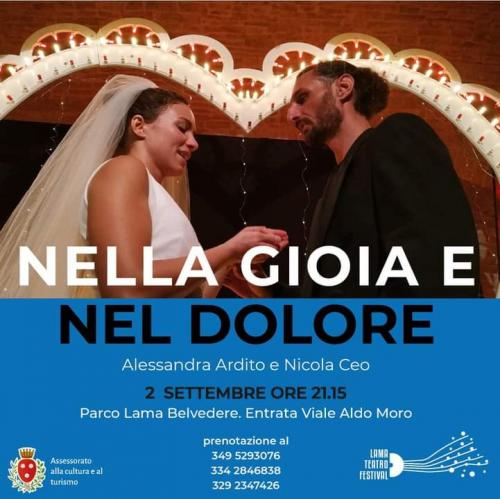 LAMATEATRO festival - NELLA GIOIA E NEL DOLORE contromano Teatro con Alessandra Ardito e Nicola Ceo regia Elio Colasanto