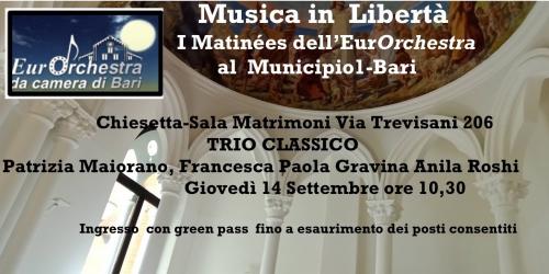 L'EurOrchestra da Camera di Bari presenta “Le Stagioni di Piazzolla eseguite dal Trio Classico”