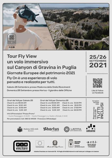 Tour Fly View, un volo immersivo sul Canyon di Gravina in Puglia.