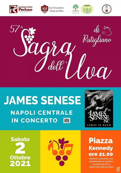 JAMES SENESE in concerto alla 57^ Sagra dell’Uva di Rutigliano
