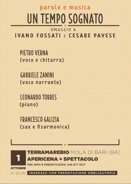 Un tempo sognato -  Omaggio a Ivano Fossati e Cesare Pavese