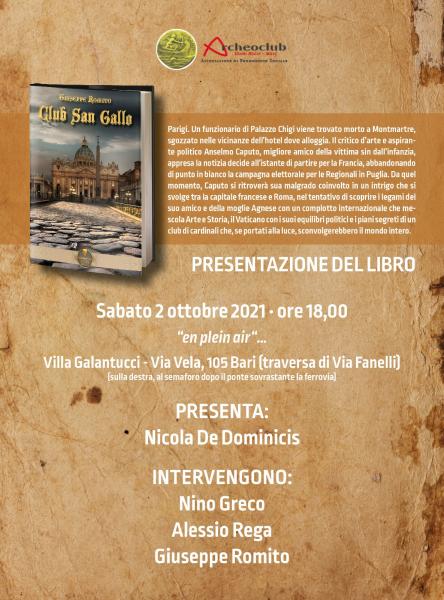 A Villa Galantucci di Bari Giuseppe Romito presenta "Club San Gallo"