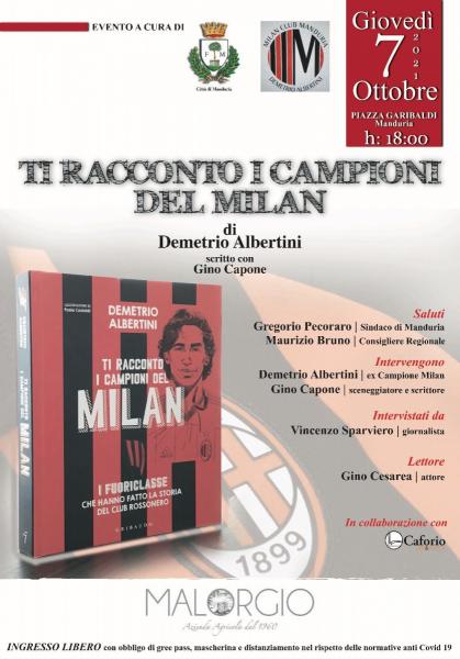 Demetrio Albertini presenta a Manduria il suo libro “Ti racconto i campioni del Milan”