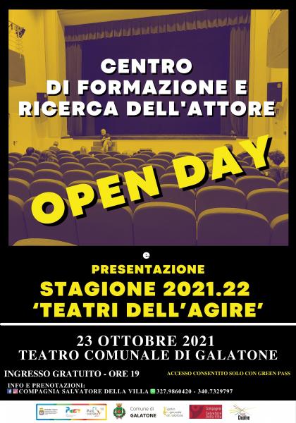 OPEN DAY ‘Centro di Formazione e Ricerca dell’Attore  e PRESENTAZIONE STAGIONE ‘Teatri dell’Agire’ + L'ALTRO FIGLIO di L. Pirandello